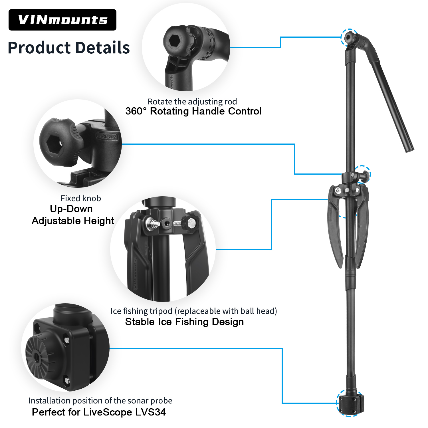 Ice Fishing Transducer Pole Mo - Fish Finder Transducer review and price